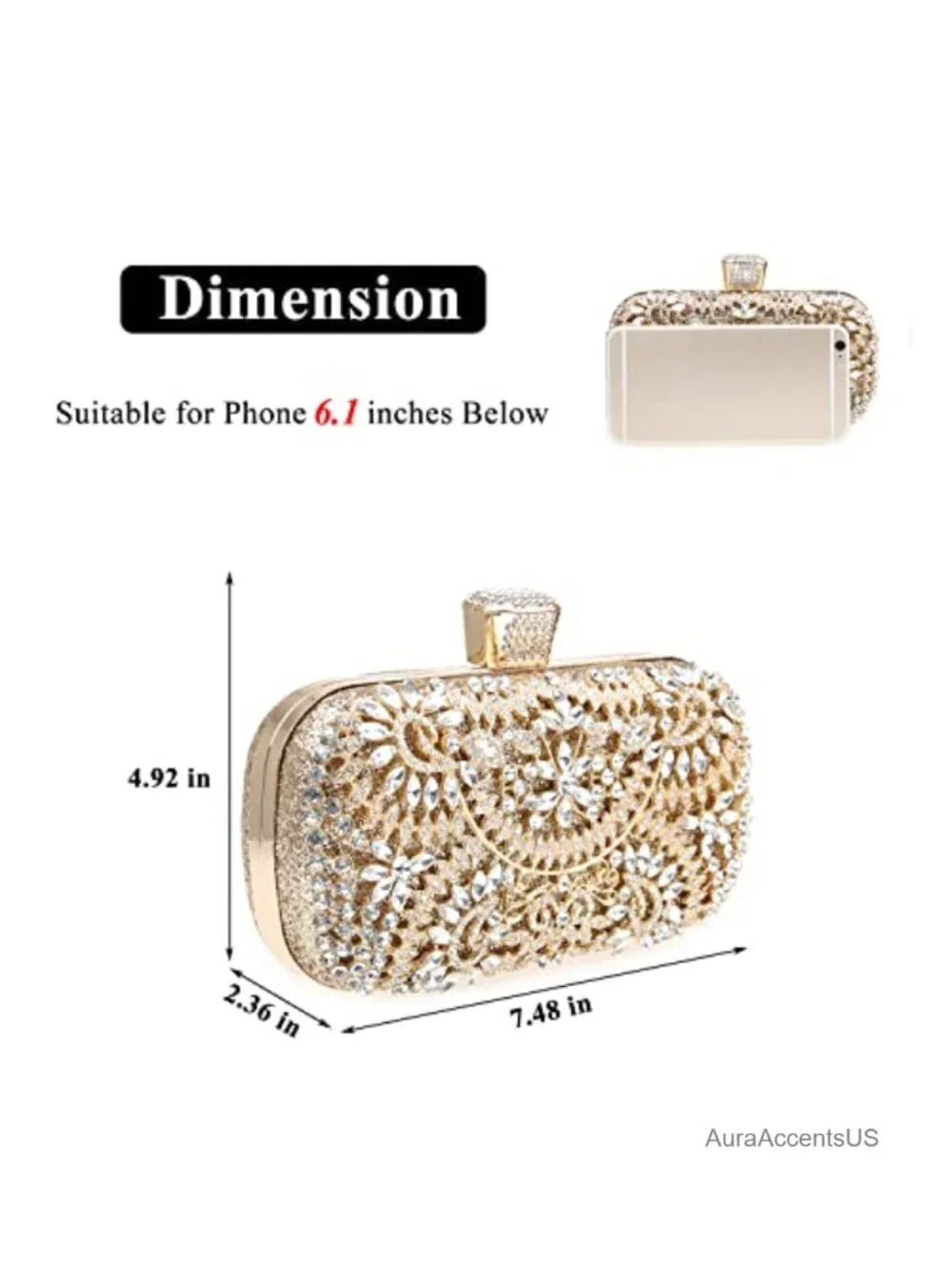 Sparkly Rhinestone Crystal Clutch Bag Sequin Bridal Purse Evening Handbag